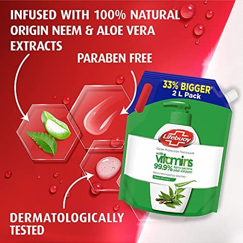 Lifebuoy Nature Germ Protection Green Tea Liquid Handwash Refill, Fights Bacteria And Viruses, Maintains Hand Hygiene, 750 Ml (Buy 1 Get 1 Free)