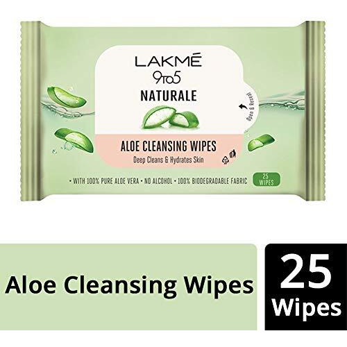 Lakm 9To5 Natural Aloe Cleansing Wipes, 141 G