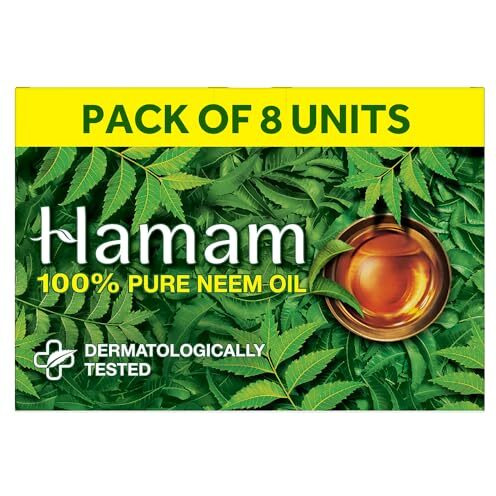 Hamam New Bathing Soap (Pack Of 8) With 100% Pure Neem Oil Which Helps Protects Your Skin From Pimples And Other Skin Problems