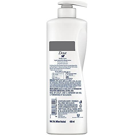 Dove Body Love Light Hydration Body Lotion For All Skin Types Paraben Free, 48Hrs Moisturisation With Plant Based Moisturiser, Fresh Hydrated Skin 400Ml