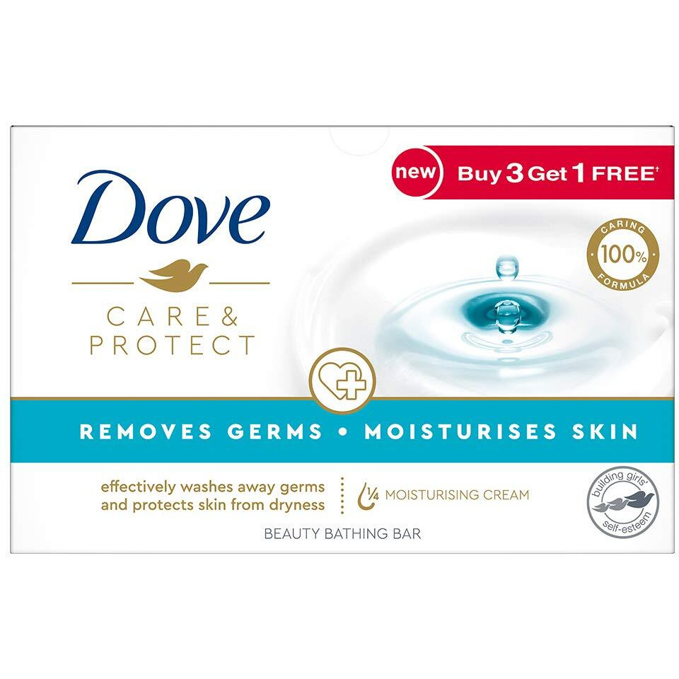 Dove Care & Protect Moisturising Cream Beauty Bathing Bar, 100 G (Buy 3 & Get 1 Free)