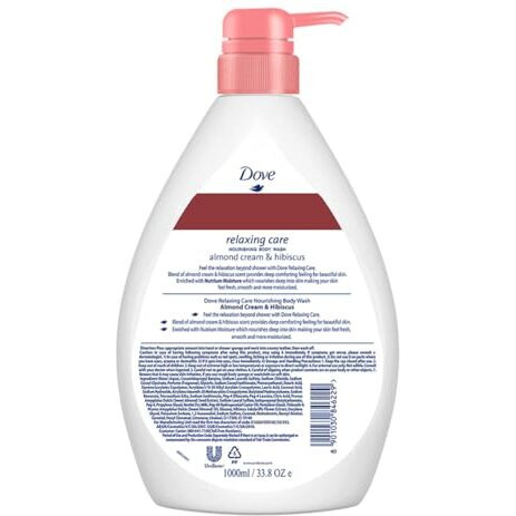 Dove Relaxing Almond Cream Body Wash With Hibiscus For Smooth Skin, Soft & Sweet Scent 1L