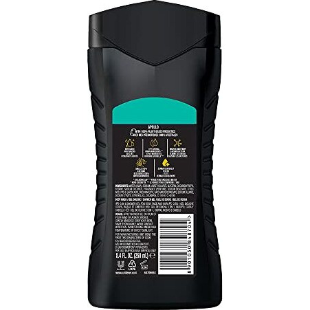Axe Apollo 3 In 1 Body, Face & Hair Wash For Men, Long-Lasting Refreshing Sage & Cedarwood Fragrance For Up To 12Hrs, Natural Origin Ingredients, No Parabens, Dermatologically Tested, 250Ml
