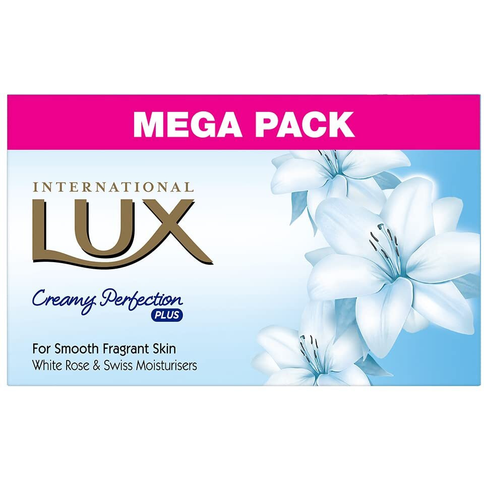 Lux International Creamy Perfection Plus Soap 500 G (4 X 125 G), For Smooth Fragrant Skin With White Rose And Swiss Moisturizer Bathing Soap | For Glowing Skin |
