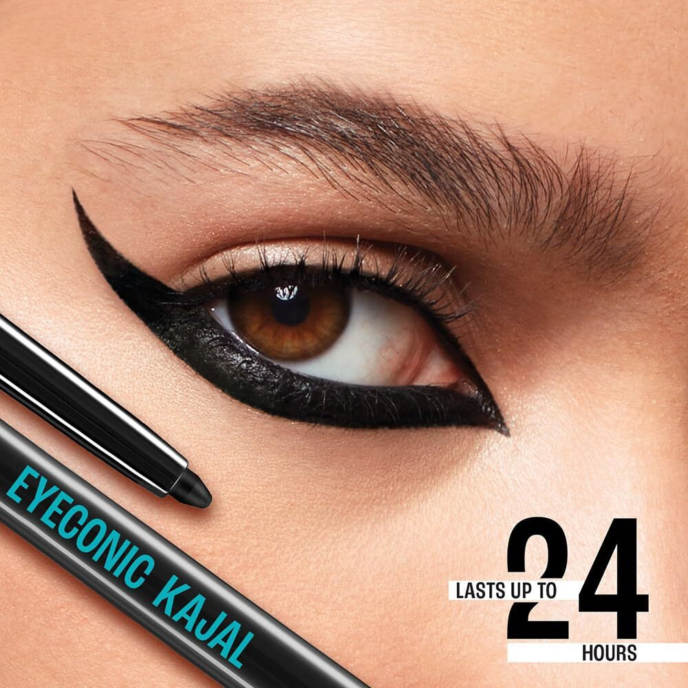Lakm Eyeconic Black Kajal 0.35 G (Combo Pack Of 2) Matte Kohl Liner In A Twist Up Pencil - Waterproof, Smudge Proof & Long Lasting Eye Makeup