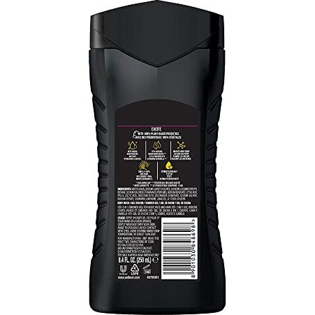 Axe Excite 3 In 1 Body, Face & Hair Wash For Men, Long-Lasting Refreshing Crisp Coconut & Black Pepper Fragrance For Upto 12Hrs, Natural Origin Ingredients, Removes Odor & Bacteria, No Paraben, 250Ml