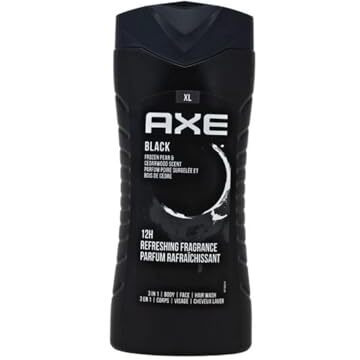 Axe Black 3 In 1 Body, Face & Hair Wash For Men, Long-Lasting Refreshing Frozen Pear Dermatologically Tested, 400Ml