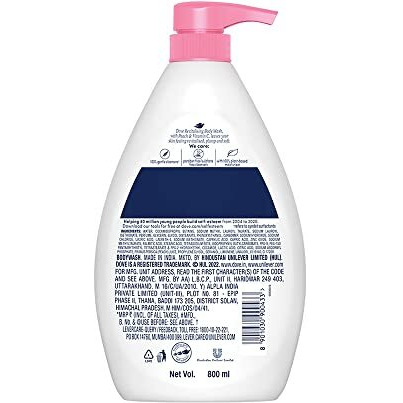 Dove Revitalizing Bodywash Scented With Peach And Infused With Vtamin C To Hydrate Your Skin, 100% Gentle Cleansers, Paraben Free/Sulphate Free Cleansers, 100% Plant- Based Moisturisers, 800Ml