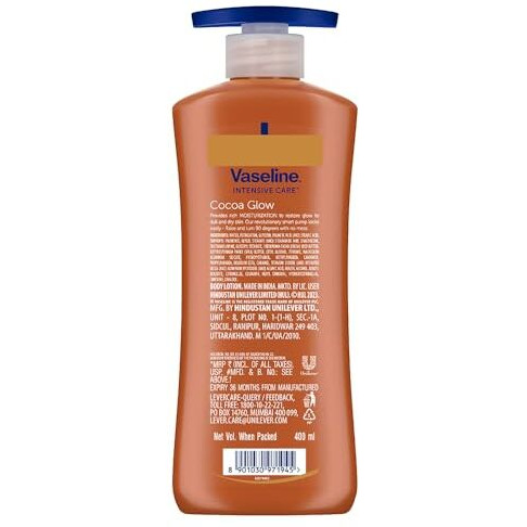Vaseline Cocoa Glow Serum In Lotion, 400 Ml | 100% Pure Cocoa & Shea Butter For Glowing & Soft Skin