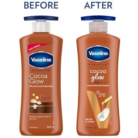Vaseline Cocoa Glow Serum In Lotion, 400 Ml | 100% Pure Cocoa & Shea Butter For Glowing & Soft Skin