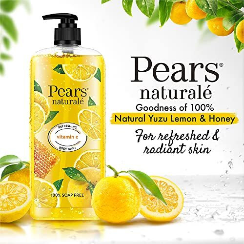 Pears Naturale Refreshing Vitamin C Body Wash With Natural Yuzu Lemon, Vitamin C & Honey Extract | For Refreshed & Radiant Skin| 750 Ml