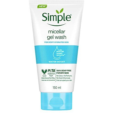 Simple Water Boost Micellar Face Wash 150Ml For Normal To Dry Skin | 100% Soap-Free Gentle Cleanser For Women & Men