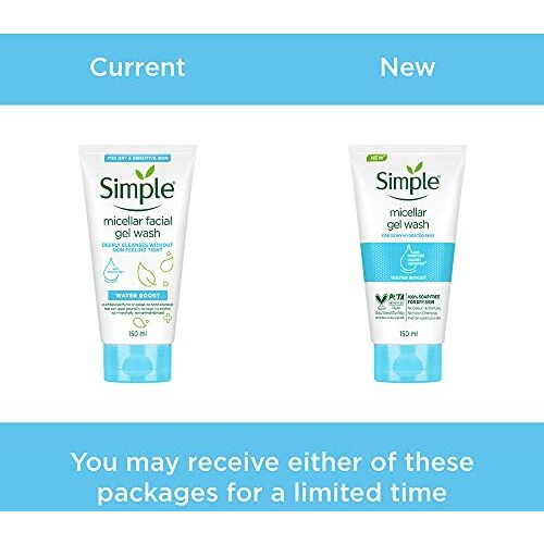 Simple Water Boost Micellar Face Wash 150Ml For Normal To Dry Skin | 100% Soap-Free Gentle Cleanser For Women & Men