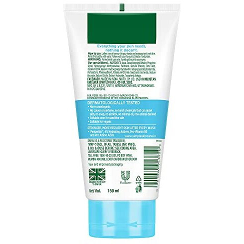Simple Water Boost Micellar Face Wash 150Ml For Normal To Dry Skin | 100% Soap-Free Gentle Cleanser For Women & Men