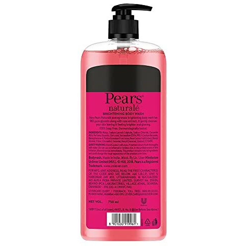 Pears Naturale Brightening Pomegranate Bodywash With Glycerine, Paraben Free, Soap Free, Eco Friendly, Dermatologically Tested, 750 Ml