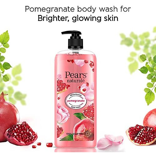 Pears Naturale Brightening Pomegranate Bodywash With Glycerine, Paraben Free, Soap Free, Eco Friendly, Dermatologically Tested, 750 Ml