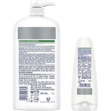 Dove Hair Fall Rescue Shampoo 1 Litre + Conditioner 175Ml, Combo | For Thicker Hair | Enriched With Nutrilock Actives