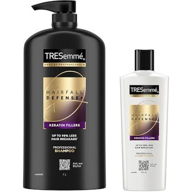 Tresemme Hair Fall Defence Shampoo 1 L & Conditioner 190 Ml, With Keratin For Hair Fall Control And Longer, Stronger Hair - Anti Hairfall For Damaged Hair, For Men & Women