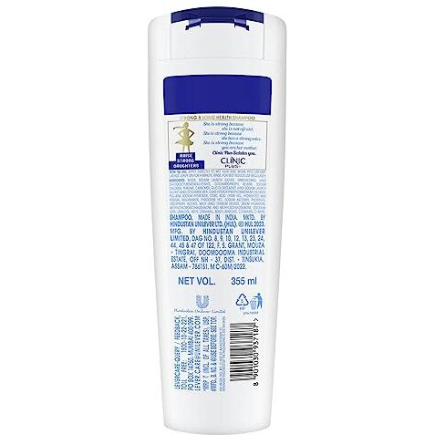 Clinic Plus Strong & Long Shampoo 355Ml, With Milk Proteins & Multivitamins For Healthy And Long Hair - Strengthening Shampoo For Hair Growth