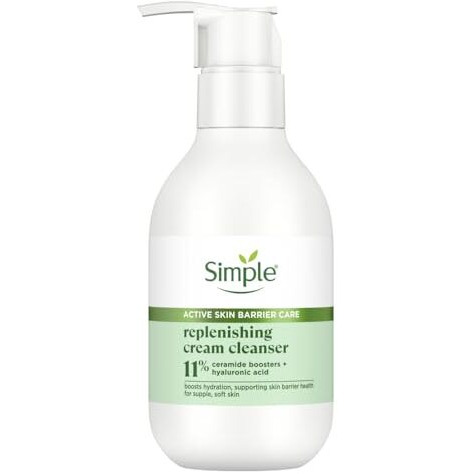 Simple Active Skin Barrier Care Replenishing Cream Face Cleanser 150Ml For Dry, Sensitive Skin, With 11% Ceramide Boosters, Hyaluronic Acid & Glycerin |For Women & Men