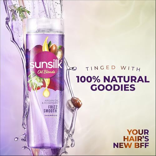 Sunsilk Argan Oil & Rosemary Frizz Smooth Oil Blends Shampoo | For Frizzy Hair | With No Added Parabens | 370 Ml