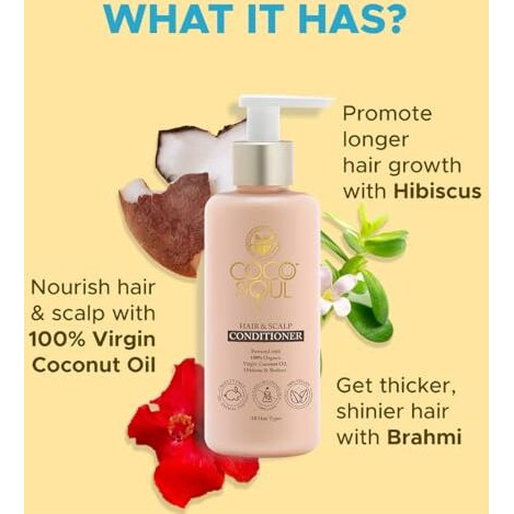 Coco Soul Hair + Scalp Conditioner With Coconut & Ayurveda For Frizz-Free | Shiny | Strong & Silky Hair Paraben & Sulphate Free | 200Ml