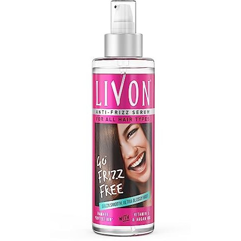 Livon Hair Serum, For Dry & Frizzy Hair | Provides Shine, Smoothness & Damage Protection| Leave In Serum For Women & Men| With Vitamin E & Argan Oil | 200Ml