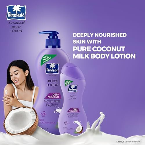 Parachute Advansed Deep Nourish Body Lotion For Women & Men, Dry Skin, 600Ml | Pure Coconut Milk, 100% Natural, 72H Moisturisation