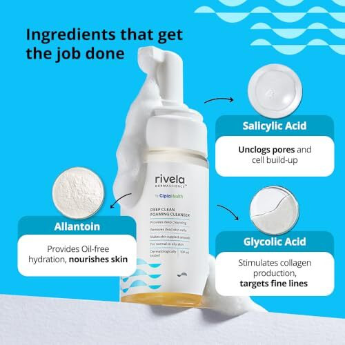 Rivela Dermascience Deep Clean Foaming Facial Cleanser By Cipla | Removes Dead Skin Cells | Makes Skin Supple And Smooth | For Normal To Oily Skin | 100 Ml