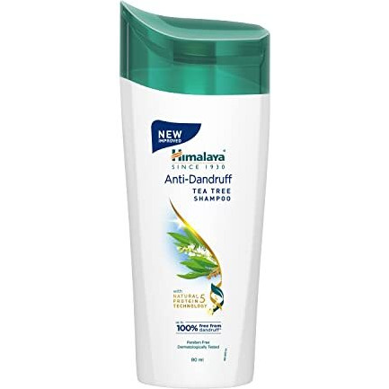 Himalaya Anti-Dandruff Tea Tree Shampoo, Removes Up To 100% Dandruff, Soothes Scalp & Nourishes Hair, With Tea Tree Oil And Aloe Vera, For Men And Women, 80Ml