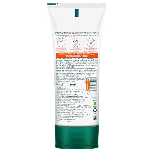 Himalaya Brightening Vitamin C Orange Face Wash | Brightening Face Cleanser | Remove Dull Skin | 50Ml