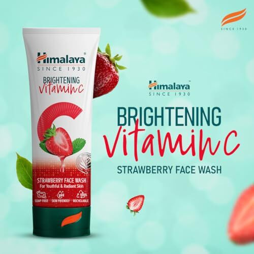 Himalaya Brightening Vitamin C Strawberry Face Wash | Brightening Face Cleanser | Remove Dull Skin | 50Ml