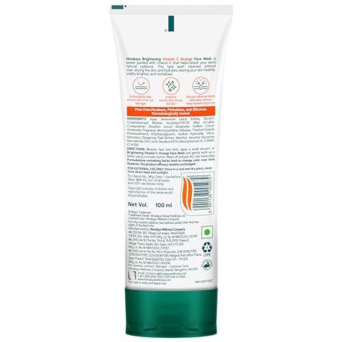 Himalaya Brightening Vitamin C Orange Face Wash | Brightening Face Cleanser | Remove Dull Skin | 100Ml