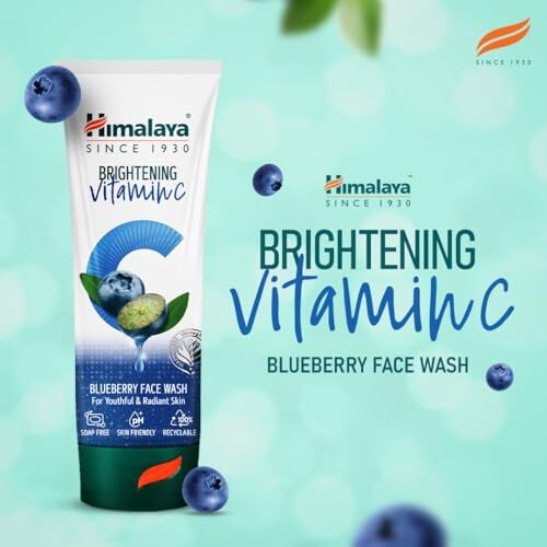 Himalaya Brightening Vitamin C Blueberry Face Wash | Brightening Face Cleanser | Remove Dull Skin | 100Ml