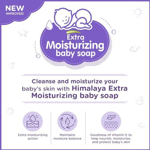 Himalaya Extra Moisturizing Baby Soap 75 G | Free | No 1 Doctor Prescribed Brand | Aloe, Olive, Milk| Cleanses & Moisturizes Baby's Skin