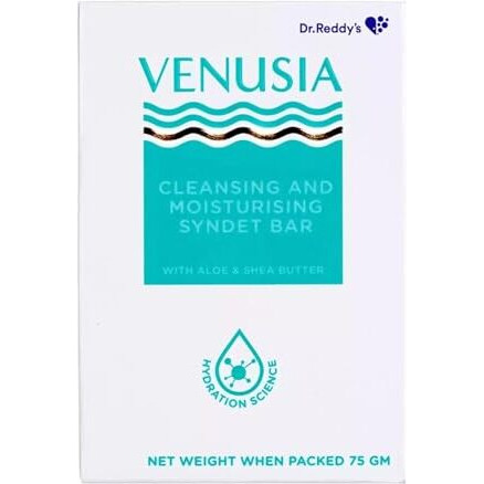 Venusia Dr. Reddy Moisturizing Bathing Bar, Syndet Bar, With Shea And Aloe Butter, Hydrated And Supple Skin, Ph Balanced