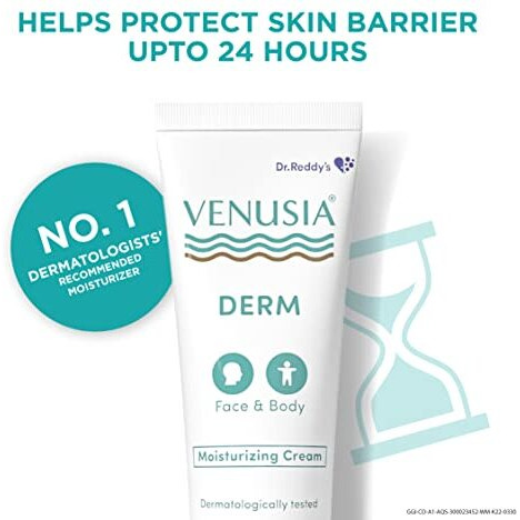 Venusia Dr Reddy's Derm Moisturizing Lotion For Face And Body,Repairs And Nourishes Dry Skin,Relieves Minor Itching And Irritation,Moisturization And Hydration That Lasts Up To 10 Hours,Pack Of 1