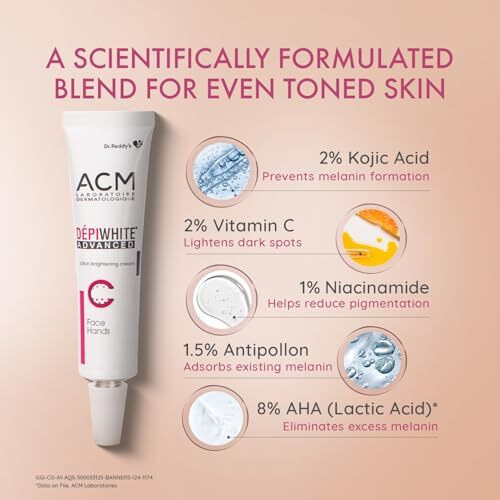 Depiwhite Dr. Reddy S Advanced Cream, Enriched With 2% Vitamin C, 1% Niacinamide & 2% Kojic Acid | Men & Women | Suits All Skin Types | 15Ml