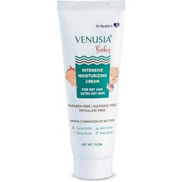 Venusia Dr Reddy's Venusia Baby Intensive Moisturizing Cream For Dry And Ultra Dry Skin Contains Cocoa, Aloe, Mango & Shea Butters, 75G