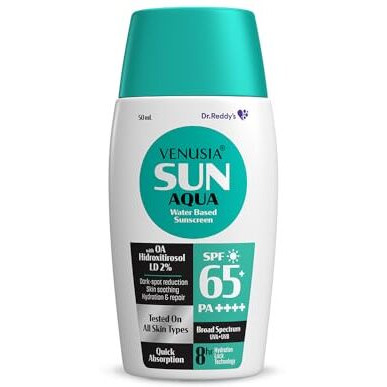 Venusia Water Based Sunscreen I Spf 65 I 8Hrs Hydration Lock I Uva, Uvb Protection I No White Cast I 50 G, All