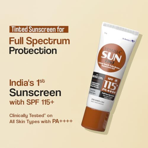 Dr. Reddy's Sun Tint Spf 115 | India's First Sunscreen With The Highest Spf | Matte-Finish | Full Spectrum 12-Hour Protection | Reduces Pigmentation | Zero White Cast | Hypoallergenic And Paraben-Free | 50G
