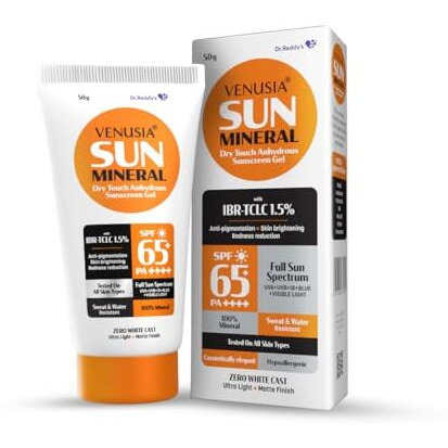 Dr. Reddy's Mineral Sunscreen Spf 65 | Full Spectrum Protection - Uva, Uvb, Blue Light, Visible Light | Dermatologist Recommended | For Anti-Pigmentation | Sun Damage Repair | Suitable For All Skin Types | 50G