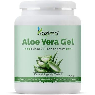Kazima Pure Aloe Vera Gel For Skin And Hair, 500Gm | Hydrates, Moisturizes & Soothes Irritated Skin | Pure & Natural Aloe Vera Gel For Face, Acne, Scars, Dark Circles & Sunburn