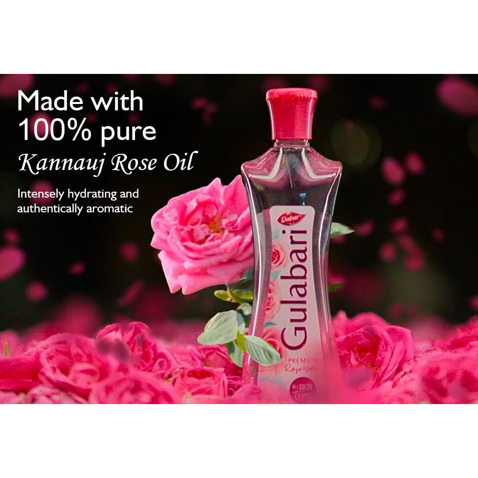 Dabur Gulabari Premium Rose Water With No Paraben For Cleansing And Toning - 250Ml