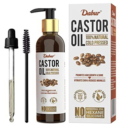 Dabur Castor Oil - 200Ml | 100% Natural Cold Pressed Oil | Promotes Hair Growth, Hydrates Skin & Reduces Wrinkles | No Mineral Oil & Silicones