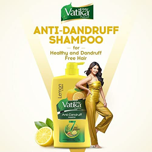Dabur Vatika Lemon Anti-Dandruff Shampoo - 1L | Reduces Dandruff From 1St Wash | Moisturises Scalp | Provides Gentle Cleansing, Conditioning & Nourishment To Hair
