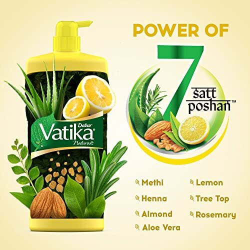 Dabur Vatika Lemon Anti-Dandruff Shampoo - 1L | Reduces Dandruff From 1St Wash | Moisturises Scalp | Provides Gentle Cleansing, Conditioning & Nourishment To Hair