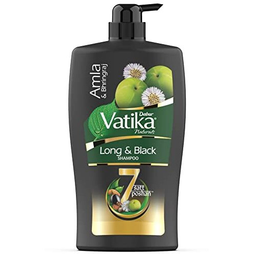 Dabur Vatika Long & Black Shampoo - 1L | With Amla & Bhringhraj | For Shiny, Long & Black Hair | No Added Parabens | Provides Gentle Cleansing, Conditioning And Nourishment To Hair