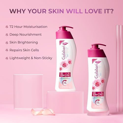 Dabur Gulabari Moisturizing Body Lotion - 400Ml For Dry & Dull Skin, Made With 100% Organic Rose Oil, Dermatologically Tested And Paraben Free