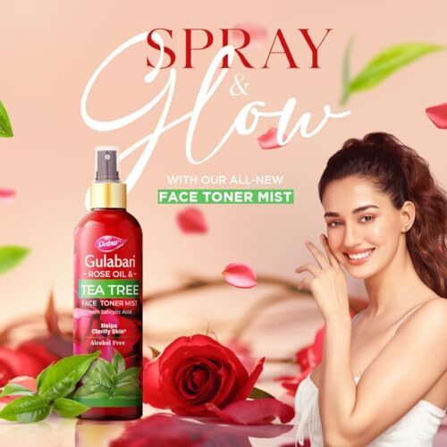 Dabur Gulabari Rose Oil & Tea Tree Face Toner Mist & Rosewater With Salicylic Acid - 100Ml | Treats Breakouts, Blackheads, And Whiteheads | Tightens And Refines Pores | Alcohol Free